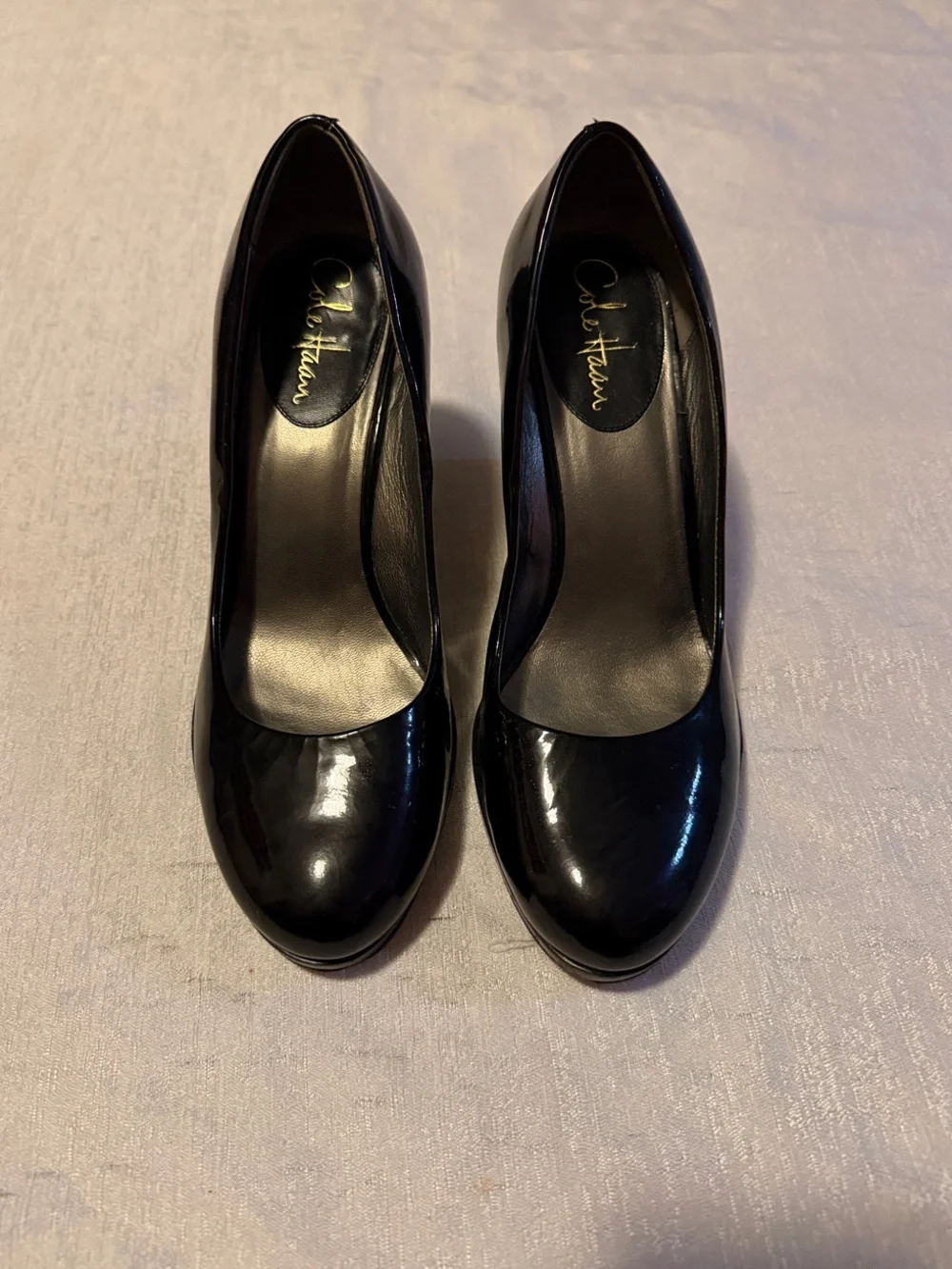 Cole Haan Black Patent Leather Classic Wedges